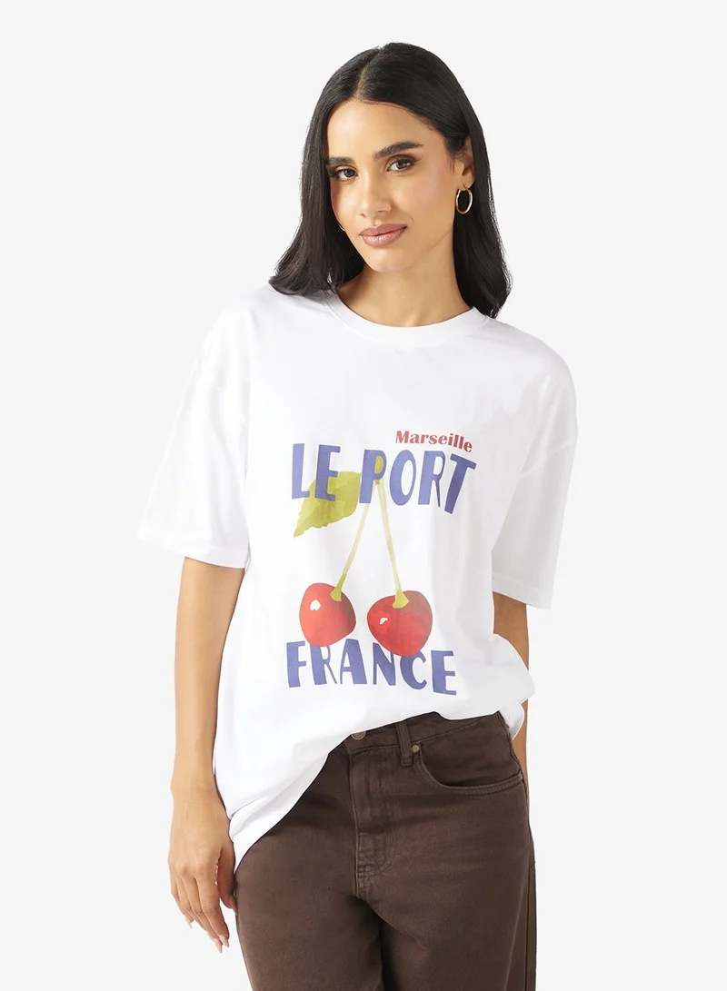 Ginger Cotton Oversize Travel Graphic T-shirt