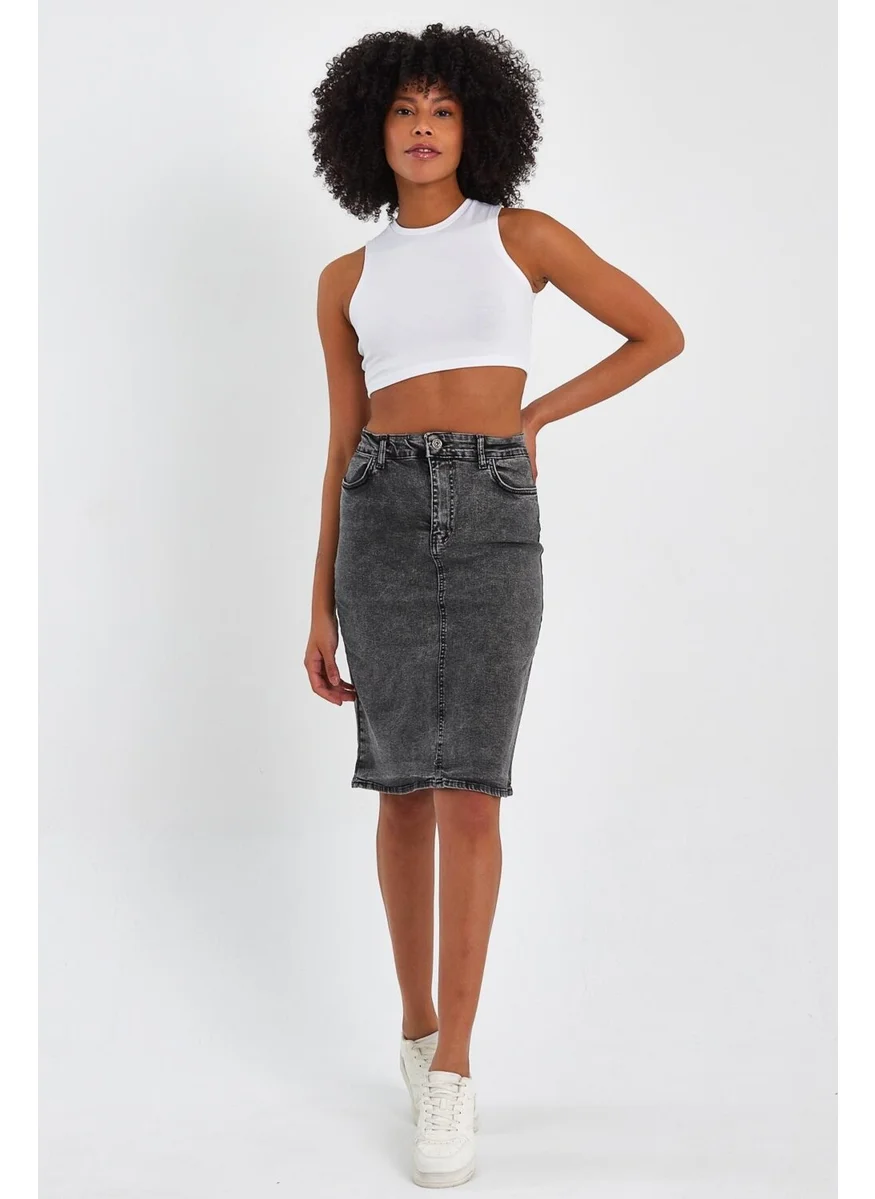 Alexander Gardi Special Collection Midi Length Denim Skirt (AG-2022M)