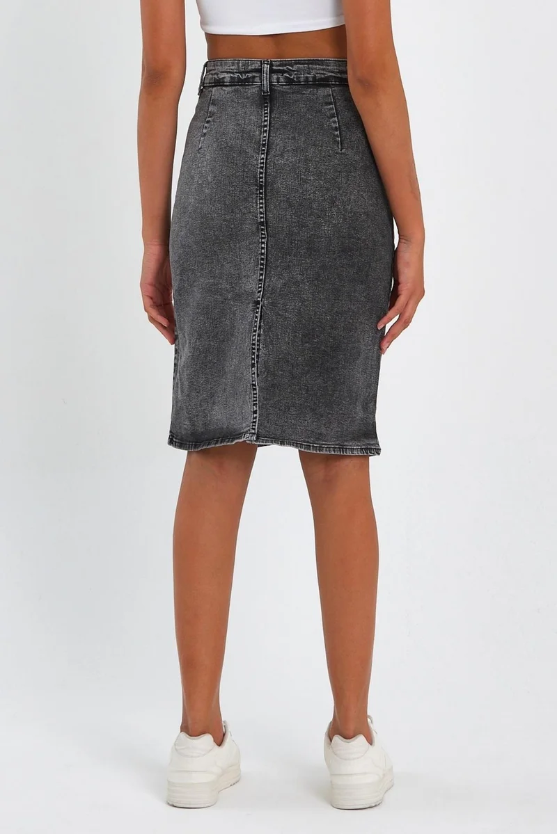الكسندر جاردي Special Collection Midi Length Denim Skirt (AG-2022M)