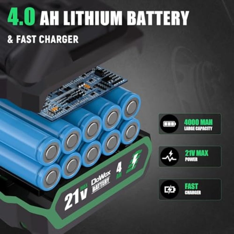 2000Nm High Torque Impact Driver, Cordless Impact Wrench 1/2 inch with 2pcs 4.0Ah Batteries, Fast Charger, 5 Sockets and Storage Box, Suitable for Car, Truck, Furniture, etc - Image 4