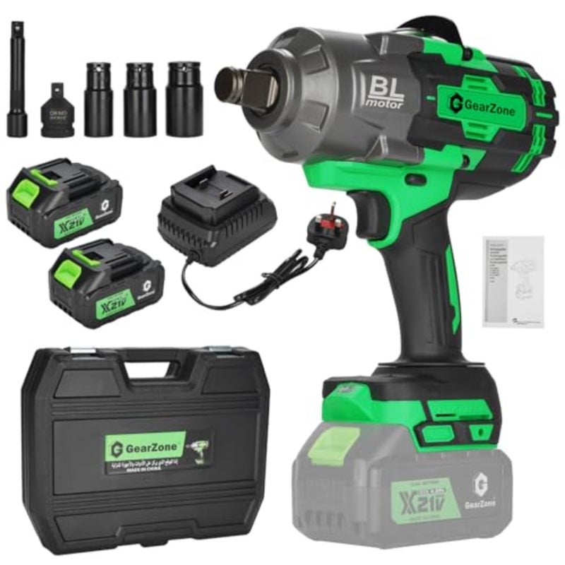 2000Nm High Torque Impact Driver, Cordless Impact Wrench 1/2 inch with 2pcs 4.0Ah Batteries, Fast Charger, 5 Sockets and Storage Box, Suitable for Car, Truck, Furniture, etc - Image 1
