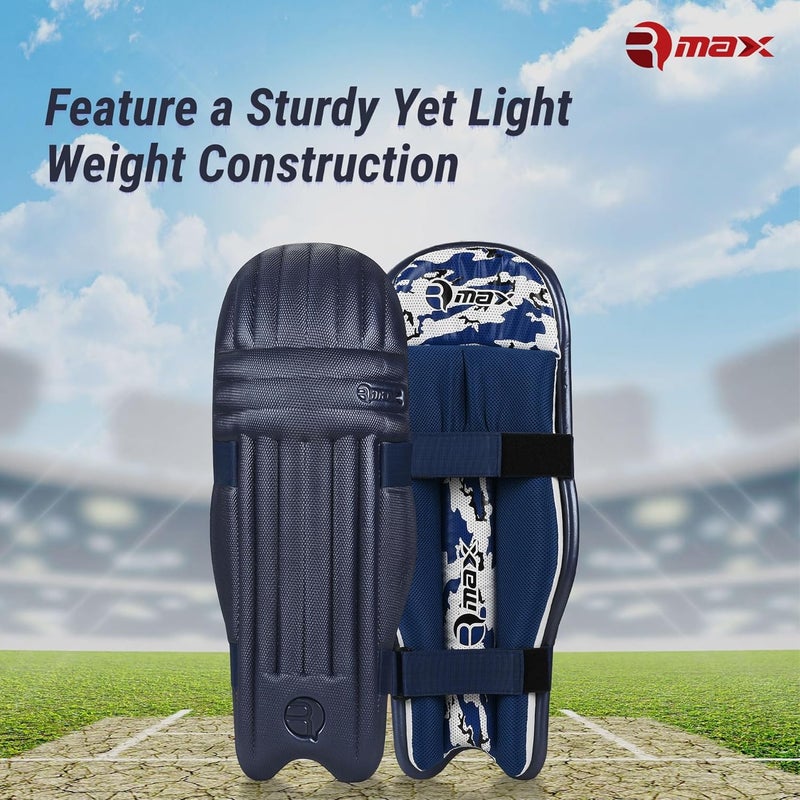 RMAX Cricket Batting Legguard Pad with Lightweight Ambidextrous Design, High-Density Foam Protection, Comfortable Inner Lining, Enhanced Knee and Shin Protection Full Size (Navy Blue) - Image 2