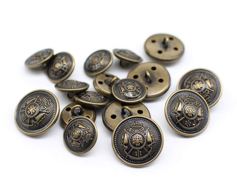 YaHoGa 14 Pieces Antique Metal Buttons 15mm 20mm Blazer Buttons Set for Blazers, Suits, Sport Coat, Uniform, Jackets (MB20170) - Image 2
