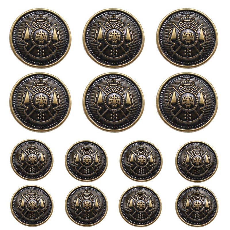 YaHoGa 14 Pieces Antique Metal Buttons 15mm 20mm Blazer Buttons Set for Blazers, Suits, Sport Coat, Uniform, Jackets (MB20170) - Image 1