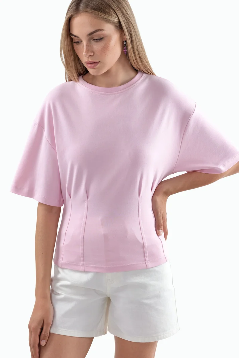 BUSEM Women’s Cotton Ribbed Crew Neck Blouse