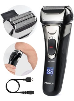 pritech Foil Electric Shaver for Men Face Electric Razor for Shaving Face Cordless Rechargeable Beard Shaver Waterproof LED Display Wet Dry Use  - Image 1