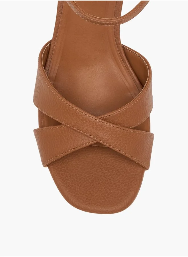Celeste Women's Textured Sandals with Block Heels and Buckle Closure
