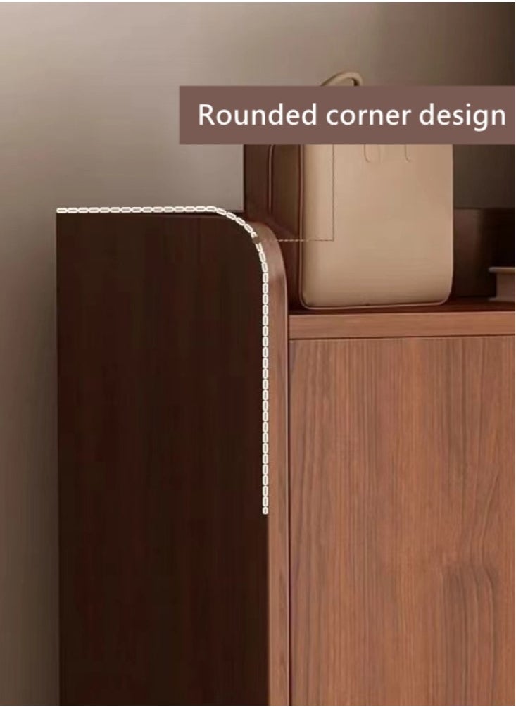 Kutis Double Rows 4 Tier Shoe Cabinet Storage Shoe Rack Organizer With Drawers And Doors Wood Brown 120x32x100 cm  - Image 3