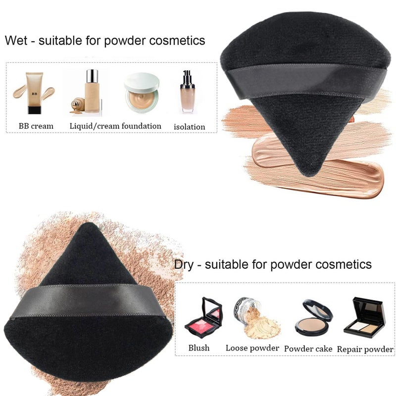 LUOTIVON 24 Pieces Triangle Powder Puff, Washable Cotton Face Makeup Puff for Loose Powder Body Cosmetic Foundation Sponge Makeup Tool (24Black), Christmas Gifts Stocking Stuffers - Image 3