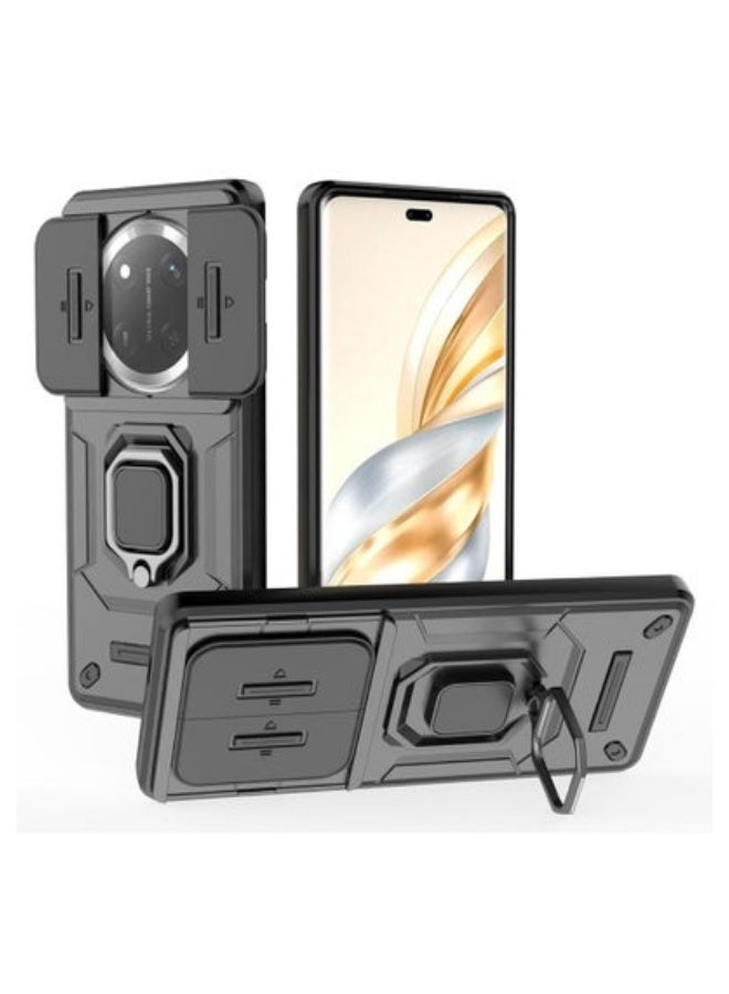 Honor X9c 5G Case Cover with Slide Camera Cover & Ring Holder,Kickstand Shell Back Cover Scratch-Resistant Shock-Absorbing Protector Accessories Kickstand Stand Magnetic Car Ring Holder Protection - Image 1