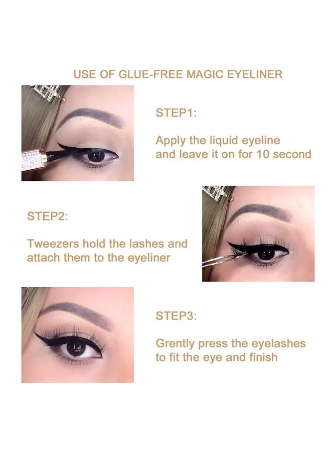 ICORIC Liquid Eyeliner Pen Waterproof, Magic Self-adhesive Long-Lasting Eyelash Glue Pen, Non Magnetic, No Blooming Quick Drying Magnetic Eye Liner (Gold Black 1Pcs) - Image 5