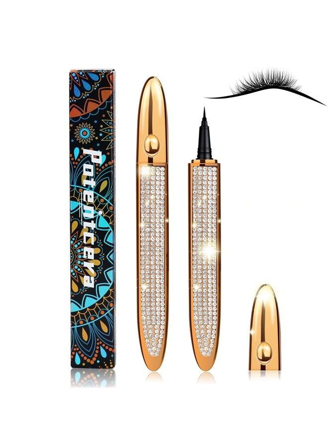 ICORIC Liquid Eyeliner Pen Waterproof, Magic Self-adhesive Long-Lasting Eyelash Glue Pen, Non Magnetic, No Blooming Quick Drying Magnetic Eye Liner (Gold Black 1Pcs) - Image 1