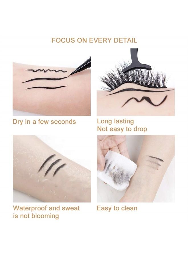 ICORIC Liquid Eyeliner Pen Waterproof, Magic Self-adhesive Long-Lasting Eyelash Glue Pen, Non Magnetic, No Blooming Quick Drying Magnetic Eye Liner (Gold Black 1Pcs) - Image 3