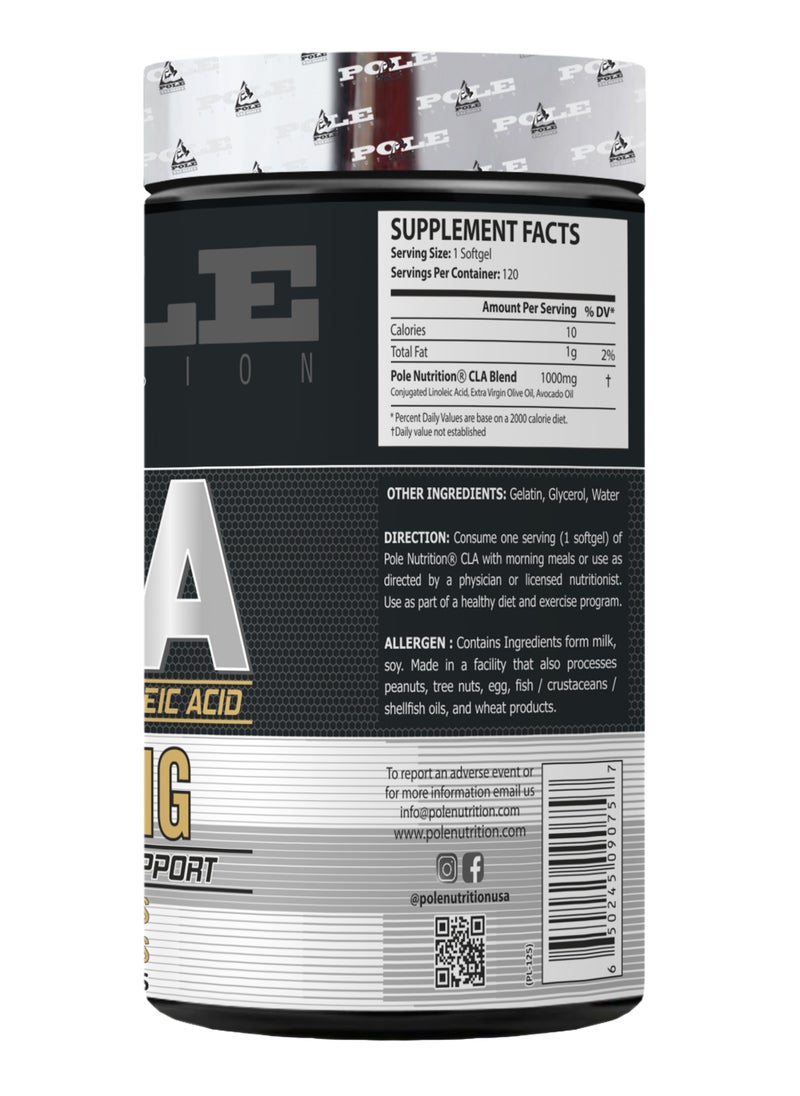 POLE NUTRITION - CLA 1000mg 120 Softgels - Lean Muscle & Fat Loss Support - Image 1