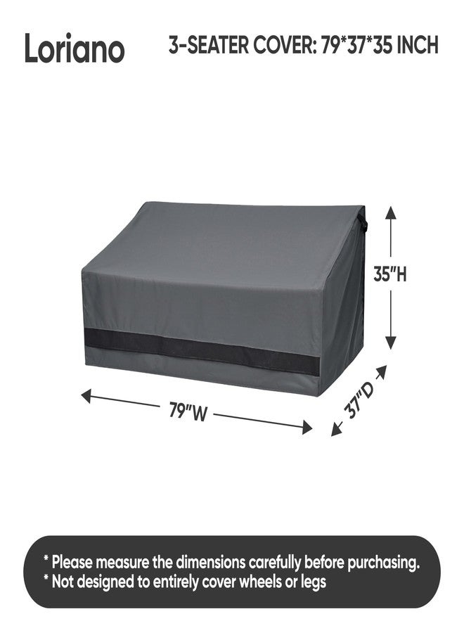 loriano 3-Seater Patio Sofa Cover, 100% Waterproof Outdoor Loveseat, 600D Heavy Duty Lawn Patio Furniture Covers 79"W x 37"D x 35"H Grey - Image 2