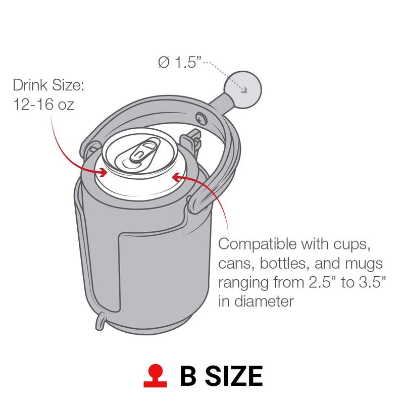 RAM Mounts RAM-B-132BU Level Cup 16oz Drink Holder with Ball with B Size 1 Ball - Image 2