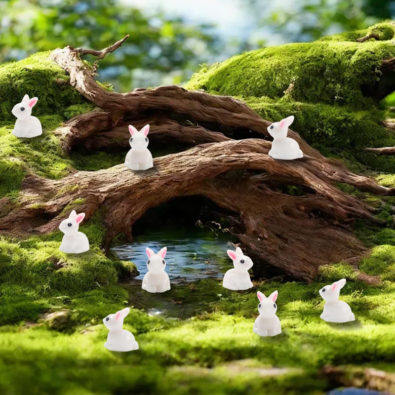 Exasinine 100Pcs Rabbit Miniature Figurines Easter Bunny Mini Rabbits Bunny Figurine Mini Resin Animals Fairy Garden Miniature Ornaments for Easter Egg Fillers Dollhouse Cake Home DÃ©Cor - Image 3
