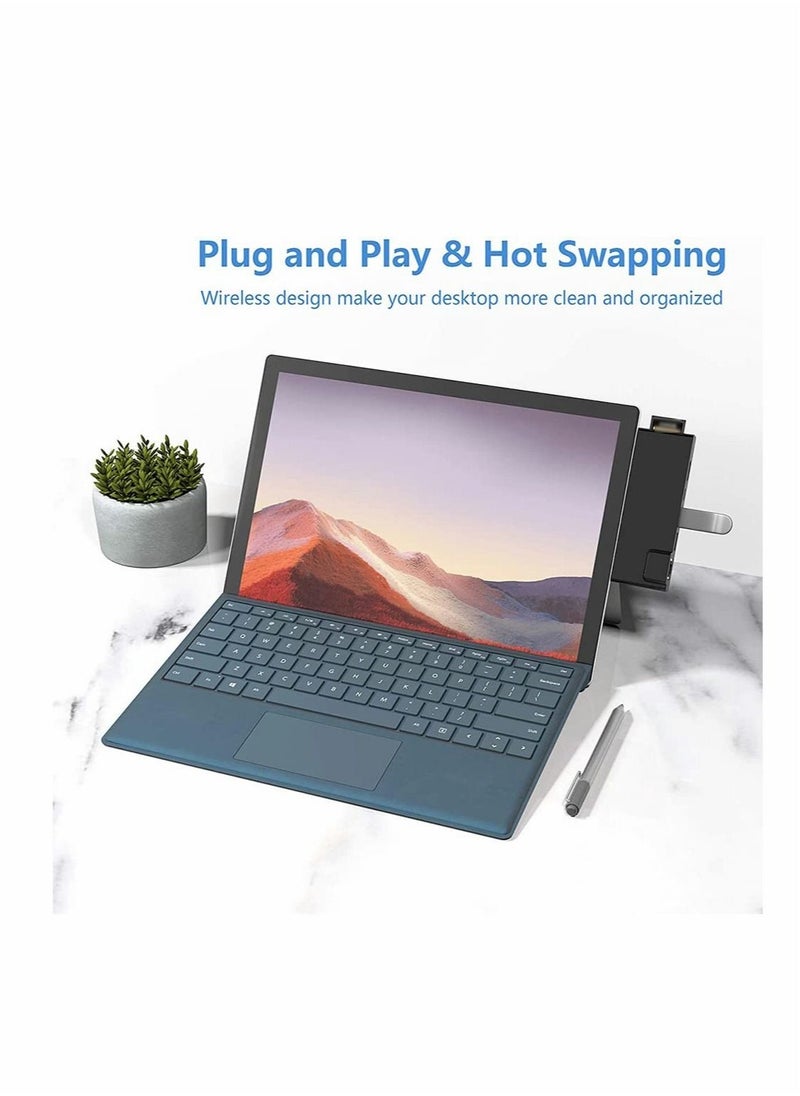 Excefore - محطة إرساء مركزية مع محول HDMI + شبكة LAN إيثرنت جيجابت 1000M + شحن USB C PD + 2 منفذ USB 3.0 + محول قارئ بطاقات SD / TF (Micro SD) لجهاز Microsoft Surface Pro 7 - Image 1