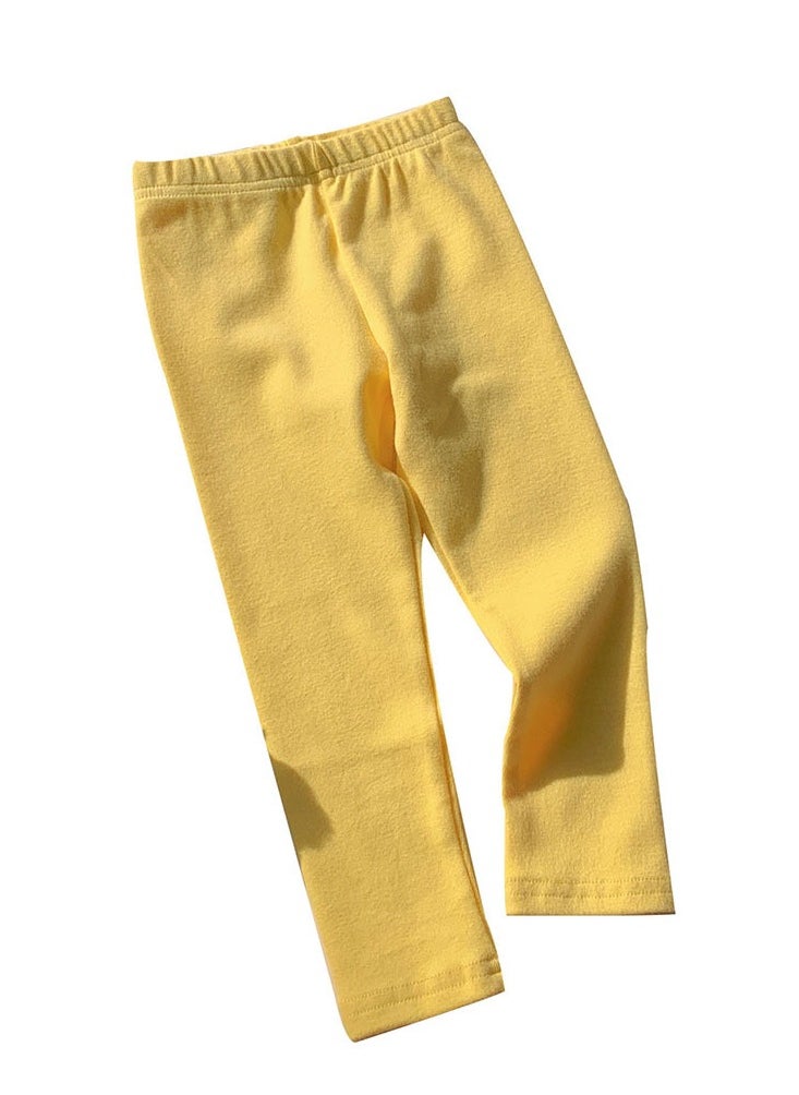 Loquat Kids Solid Color Thermal Underwear Pants Cotton Soft Long Johns Base Layer Bottom Children's Pajama Pants Yellow  - Image 2