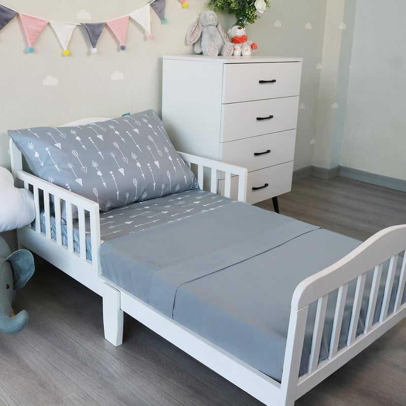 Biloban 3-Piece Toddler Sheet Set Microfiber, Toddler Bedding Set Includes Crib Mattress Sheet, Flat Sheet and Envelope Pillowcase, Silky Soft, Breathable and Lightweight, Arrow - Image 1
