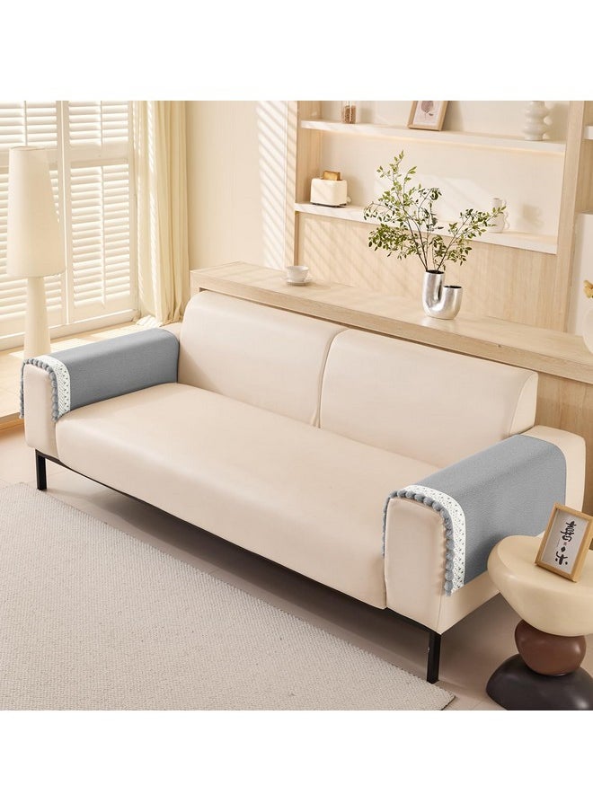 HOUSE OF QUIRK House of Quirk Sofa Covers Furniture Protector 1/2/3/4 Seater Chenille Fabric with Ball Tassels Sofas Slipcovers Anti-Slip Stretch Seat Pad (Three Seater, Light Grey, 70x180cm)  - Image 2