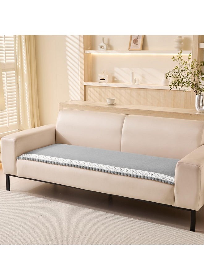HOUSE OF QUIRK House of Quirk Sofa Covers Furniture Protector 1/2/3/4 Seater Chenille Fabric with Ball Tassels Sofas Slipcovers Anti-Slip Stretch Seat Pad (Three Seater, Light Grey, 70x180cm)  - Image 1