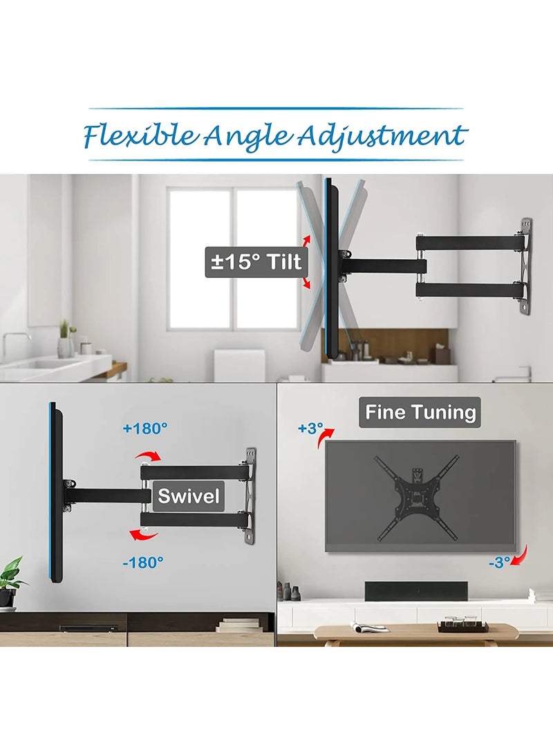 BEETEC Single Arm Swivel TV Wall Mount Bracket for 23"-55" LCD & LED TVs upto 35 kg/77 lbs and VESA upto 400x400, TV Wall Bracket with Articulating Arm for Full Motion Capability, Black | TF-X400 - Image 4