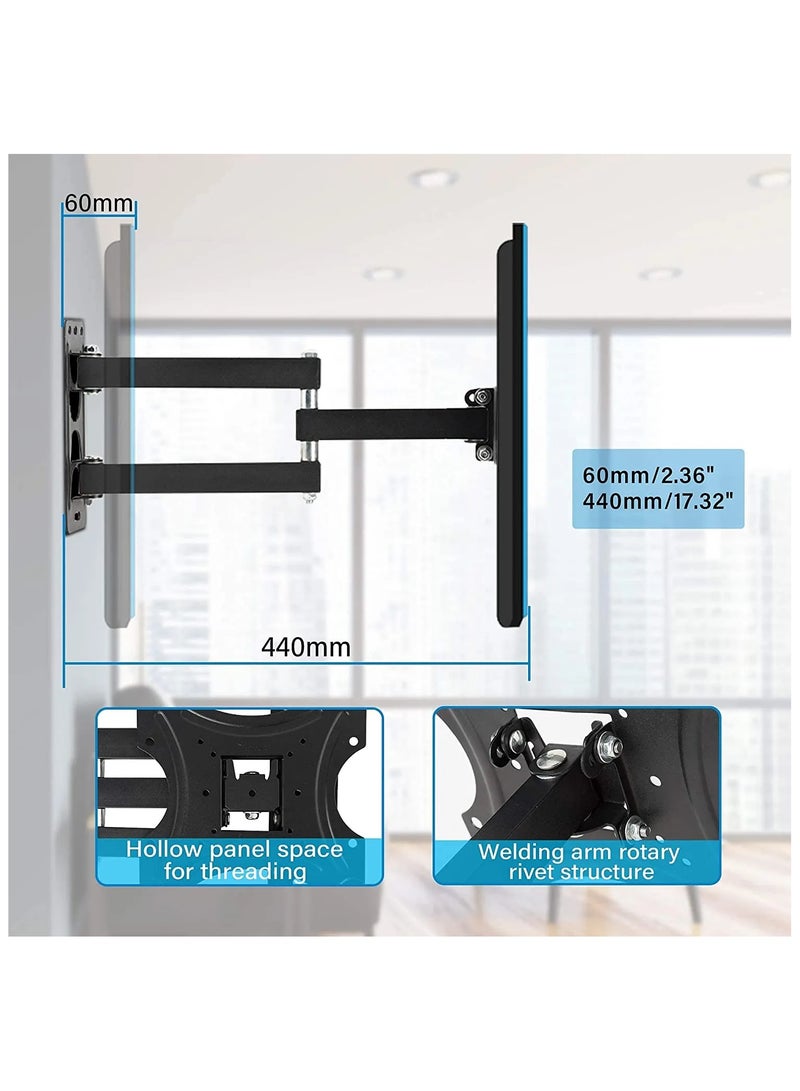 BEETEC Single Arm Swivel TV Wall Mount Bracket for 23"-55" LCD & LED TVs upto 35 kg/77 lbs and VESA upto 400x400, TV Wall Bracket with Articulating Arm for Full Motion Capability, Black | TF-X400 - Image 5