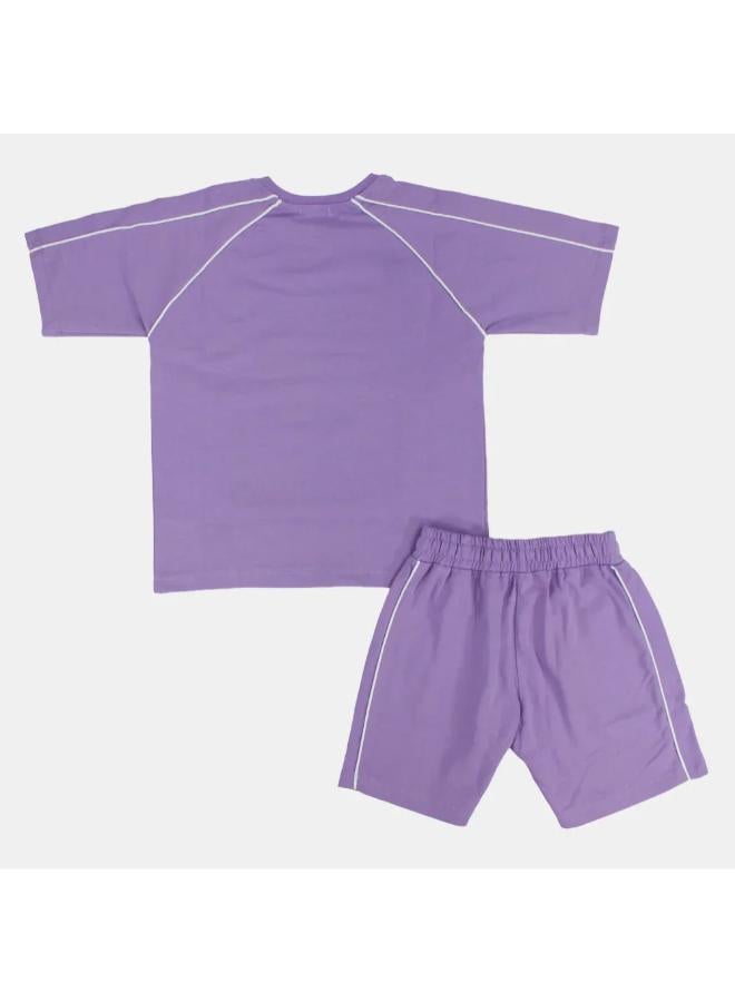 playmore Unisex Kids Cotton Outfit Set – Purple "ONLY FUN MOMENTS" - Image 2