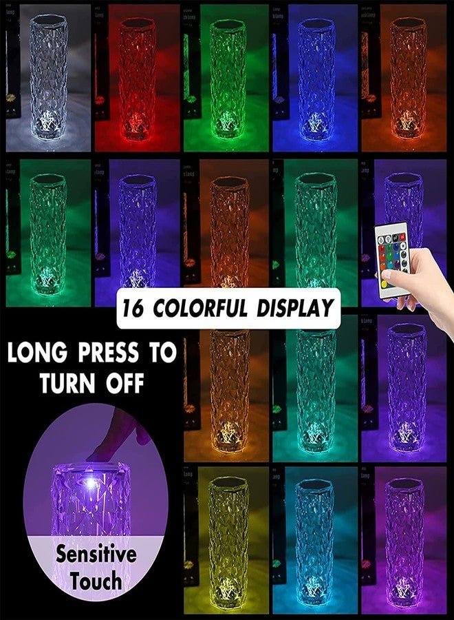 Desidiya® Crystal Lamp,16 Color Changing Rose Crystal Diamond Table Lamp,USB Rechargeable Touch Bedside Lamp Night Light with Remote Control, for Bedroom Living Room Party Dinner Decor New - Image 4