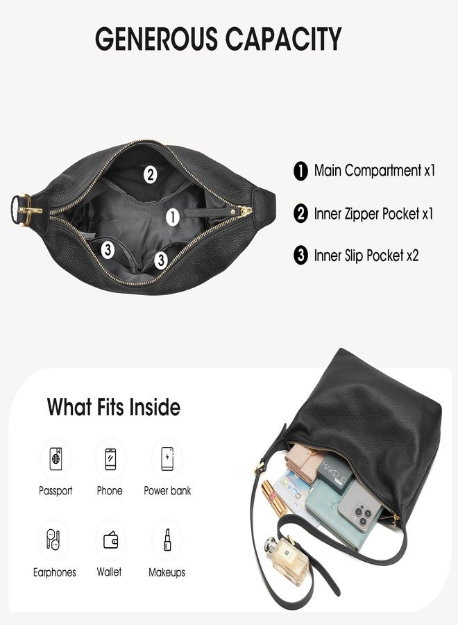 Kattee Hobo bags for Women Genuine Leather Crossbody Handbags Shoulder Purse for Work Casual, Black - Image 5
