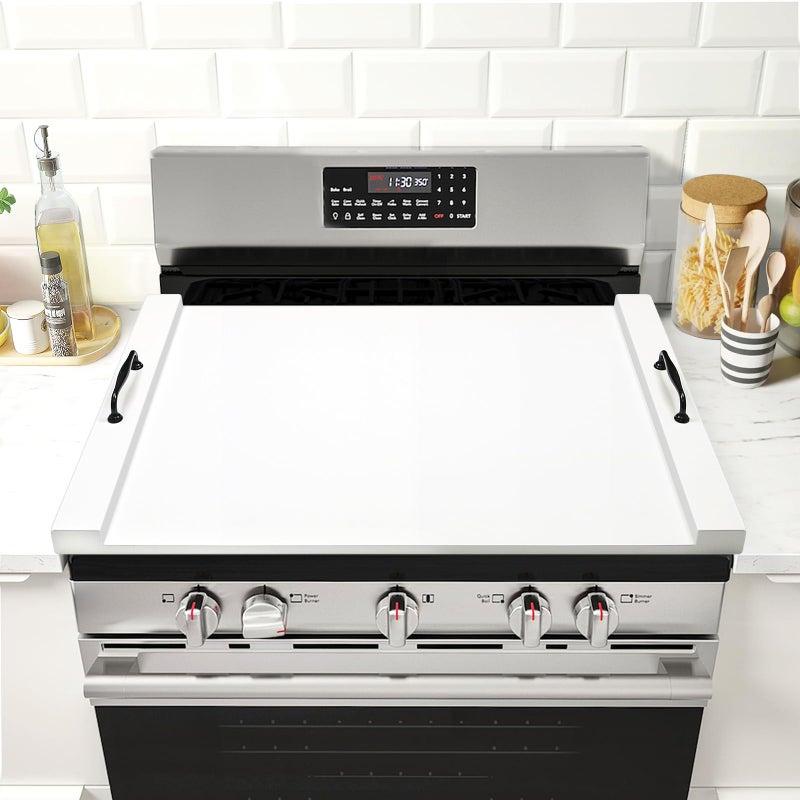 GASHELL Noodle Board Stove Cover with Handles, Multiple Stove Top Cover Board for Electric/Gas Stove Top(White) - Image 1