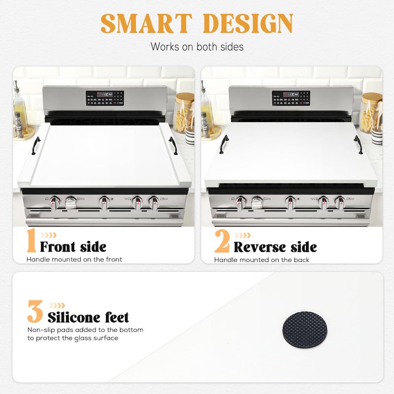 GASHELL Noodle Board Stove Cover with Handles, Multiple Stove Top Cover Board for Electric/Gas Stove Top(White) - Image 5