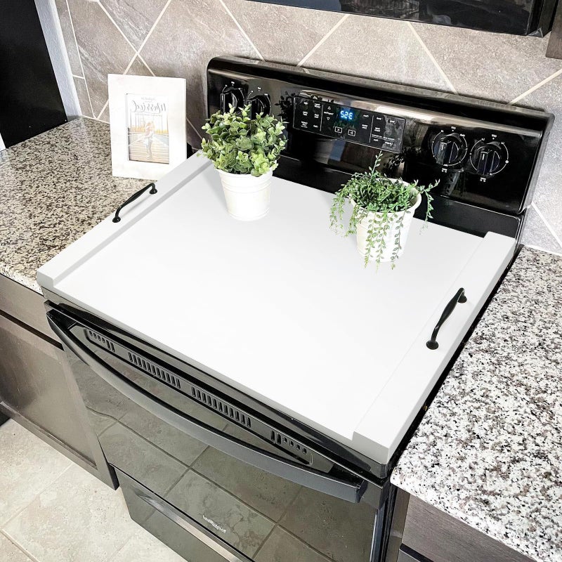GASHELL Noodle Board Stove Cover with Handles, Multiple Stove Top Cover Board for Electric/Gas Stove Top(White) - Image 2
