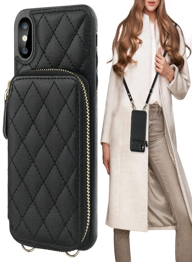 Bocasal Crossbody Wallet Case for iPhone Xs Max, RFID Blocking PU Leather Zipper Handbag Purse Flip Cover, Kickstand Folio Case with Card Slots Holder Wrist Strap Lanyard 6.5 Inch (Black) - Image 1