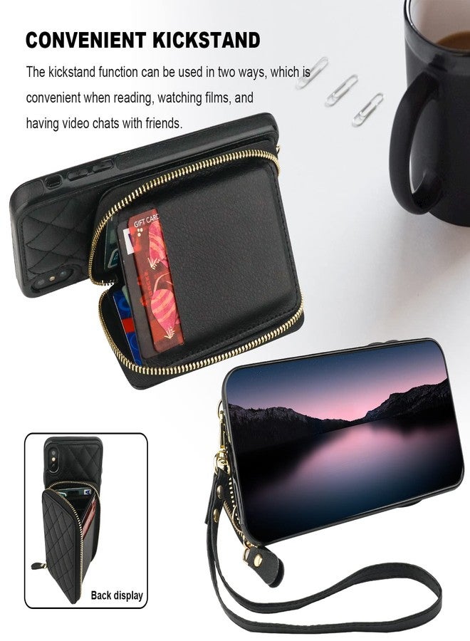 Bocasal Crossbody Wallet Case for iPhone Xs Max, RFID Blocking PU Leather Zipper Handbag Purse Flip Cover, Kickstand Folio Case with Card Slots Holder Wrist Strap Lanyard 6.5 Inch (Black) - Image 5