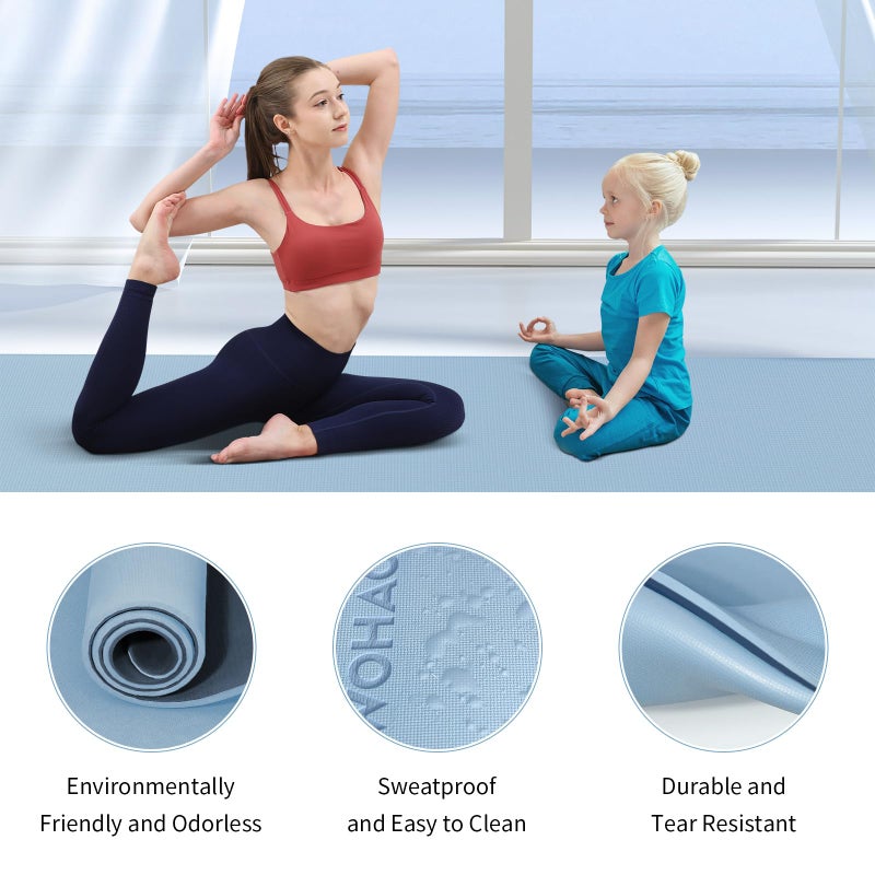 WOHAO Extra Thick 8mm Yoga Mat, 72"x28" Non Slip Exercise Mat, Reversible 2-Sided Dual Color Premium POE Material, with Carrying Strap for Yoga, Pilates, Home Gym - Image 4