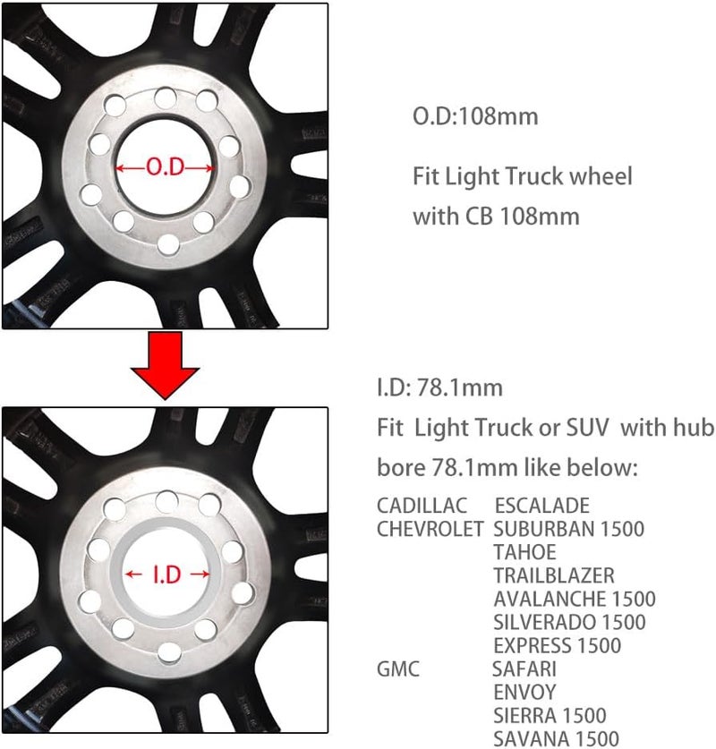 WHEEL CONNECT Hub Centric Rings Set of 4 - Aluminium Alloy, O.D: 108mm, I.D: 78.1mm - Image 3