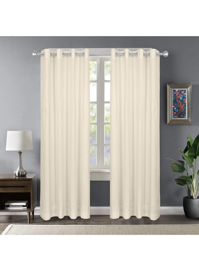 THE LINEN COMPANY Cotton Room Darkening, Light Blocking Curtain 8 feet with Eyelet Rings 2 Pcs Set for Living Room, Dining Hall, Hotel, Farm House (54 in X 96 in, Natural) - Image 1
