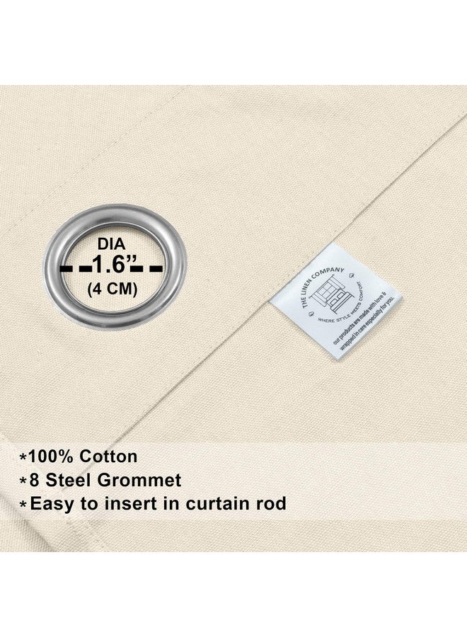 THE LINEN COMPANY Cotton Room Darkening, Light Blocking Curtain 8 feet with Eyelet Rings 2 Pcs Set for Living Room, Dining Hall, Hotel, Farm House (54 in X 96 in, Natural) - Image 3