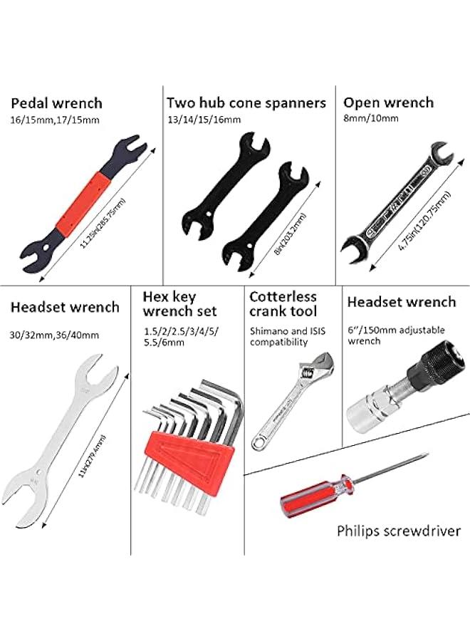 BWSJ Bike Repair Tool Kit44  Bicycle Tools with Carrying Case for MountainRoad Bicycle Repairs Repair Chain Bike Tire Pedal Wrench Brakes Lights - Image 3
