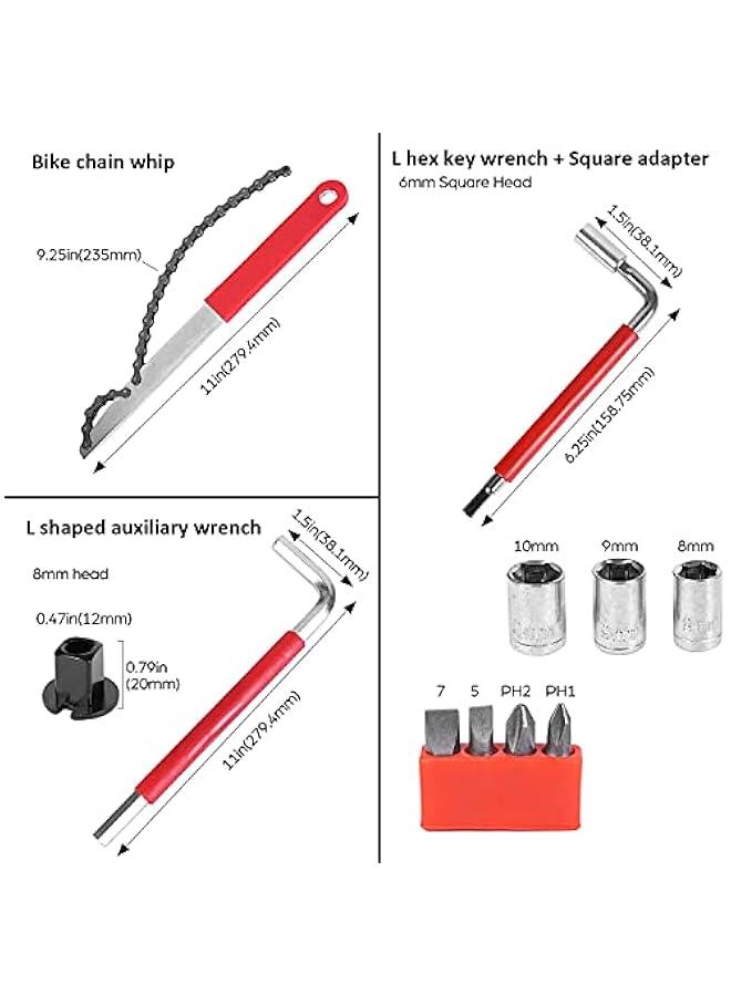 BWSJ Bike Repair Tool Kit44  Bicycle Tools with Carrying Case for MountainRoad Bicycle Repairs Repair Chain Bike Tire Pedal Wrench Brakes Lights - Image 4