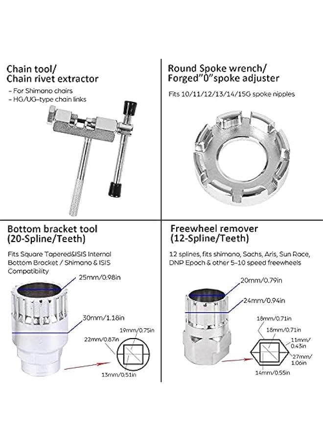 BWSJ Bike Repair Tool Kit44  Bicycle Tools with Carrying Case for MountainRoad Bicycle Repairs Repair Chain Bike Tire Pedal Wrench Brakes Lights - Image 5