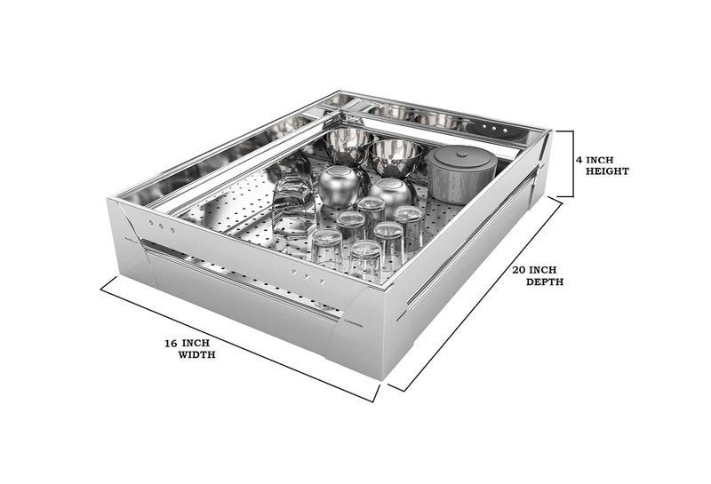 PN BASKET PN BASKET 202 Stainless Steel Modular Kitchen Multipurpose Utensils Perforated Set of 3 4 Height 6 Height 8 Height Size 16 Inch Width 20 Inch Depth Silver  - Image 3