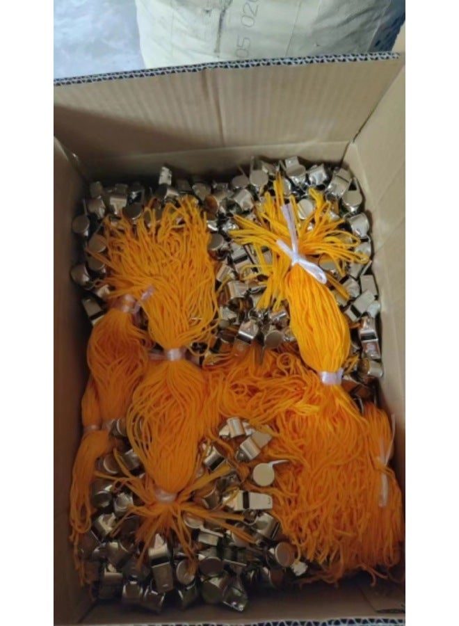 Generic Referee Special Whistle Metal Whistle Stainless Steel Iron Whistle Coach Special Command Whistle Outdoor Sports Whistle-Color:Bulk Metal Whistle [yellow Line] - Image 1