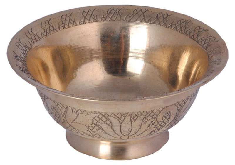SHIV SHAKTI ARTS SHIV SHAKTI ARTS Handmade Pure Brass Leaf Design Katori Bowl with Spoon Serving Indian Home Food Homeware EachSet of 6 - Image 3