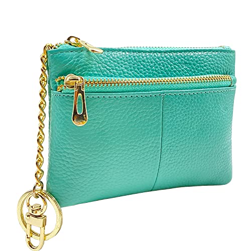 Beurlike Womens RFID Coin Purse Change Wallet Small Leather Card Holder Keychain (Teal) - Image 1