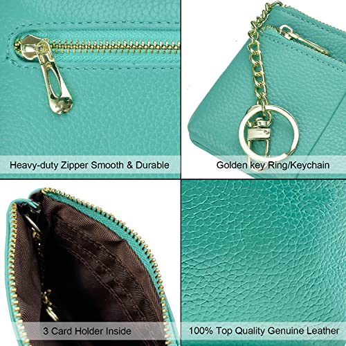 Beurlike Womens RFID Coin Purse Change Wallet Small Leather Card Holder Keychain (Teal) - Image 4