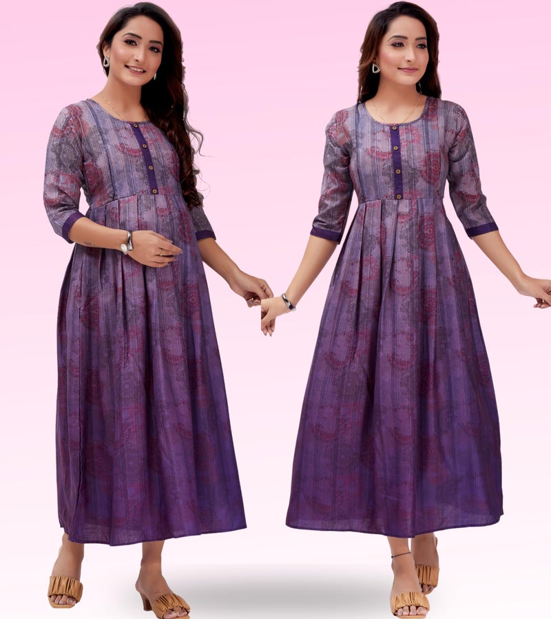 RITIJYA Feeding Kurtis For Women With Zip | Maternity Gown Pregnancy Dress For Nursing Mothers | Viscose Rayon Relaxed Fit | Maternity Wear Feeding Dress Tops (3XL, Purple, 9021_46) - Image 4