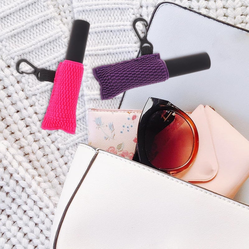 3pcs Lipstick Sleeve Bag Keychain Holders Knitted Polyester Protective Lip Balm Cover for Women Travel Accessory Random Color - Image 5